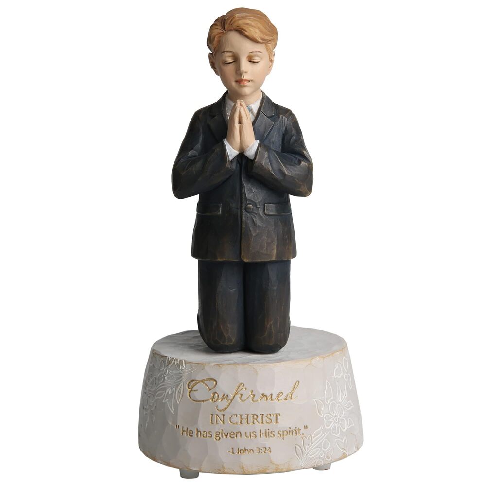 3665 Music Box Figurines, Confirmation Religious Musical, Hand Painted